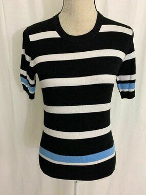 NWT Zara Black, White & Blue Striped Sweater – Soft Knit